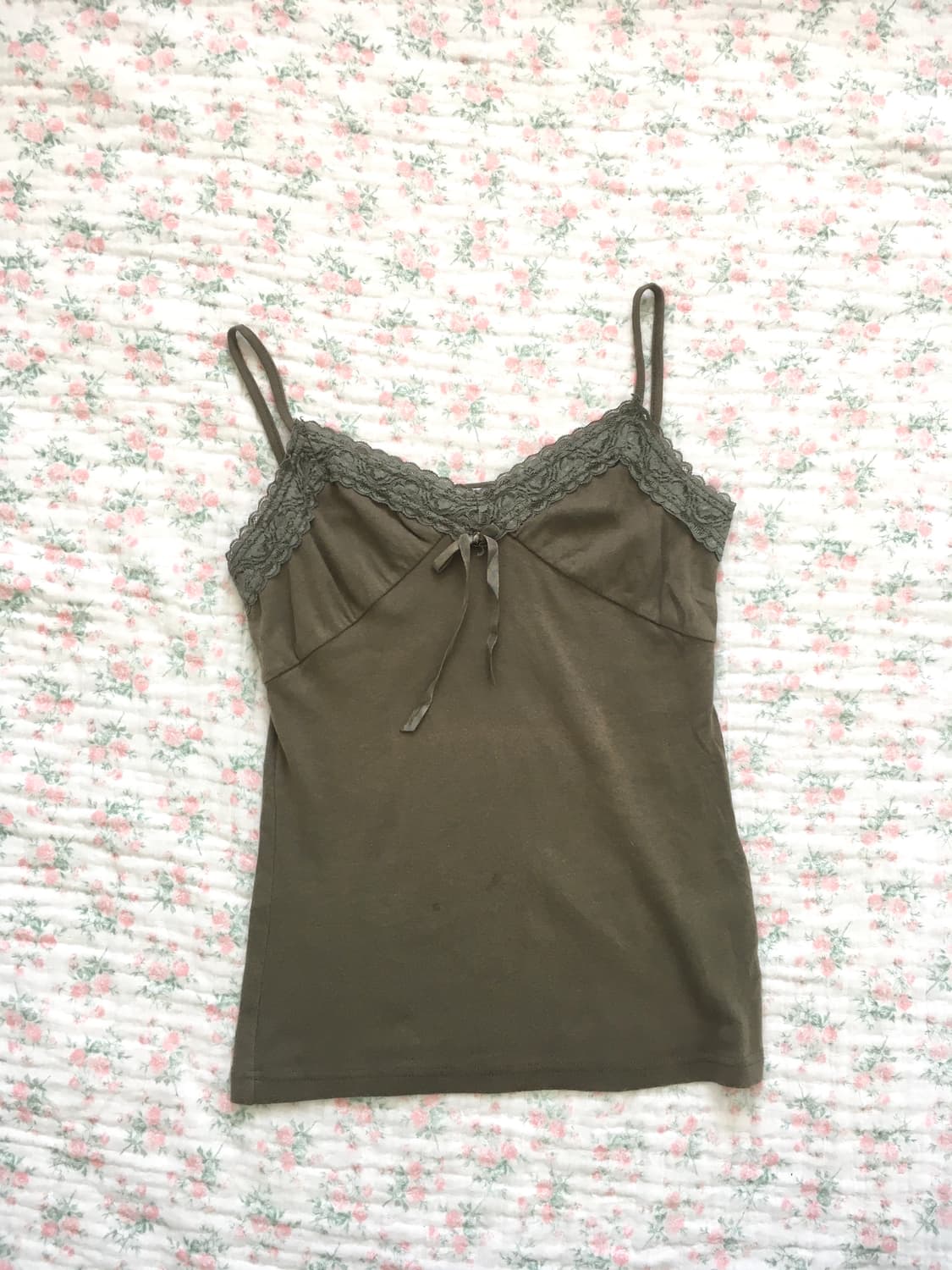 Set)브라운 퍼프 프릴반팔 + 카키 레이스 나시 상품이미지9