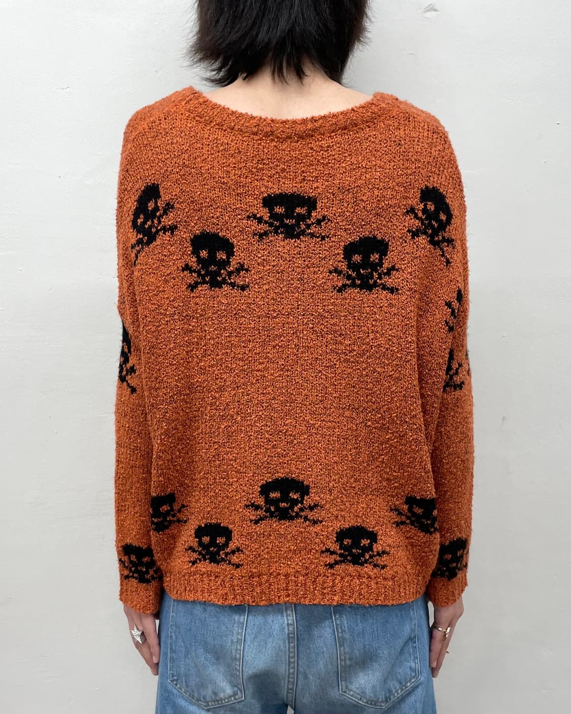 Big Skull Crop Orange Knit 상품이미지2
