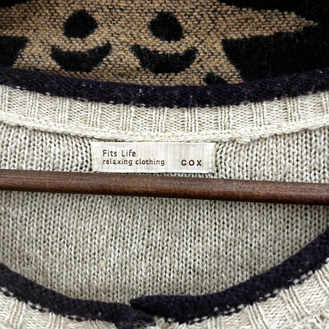 빈티지 오리엔탈 에스닉 뜨개 스트라이프 콩버튼 니트 K0108 상품이미지5