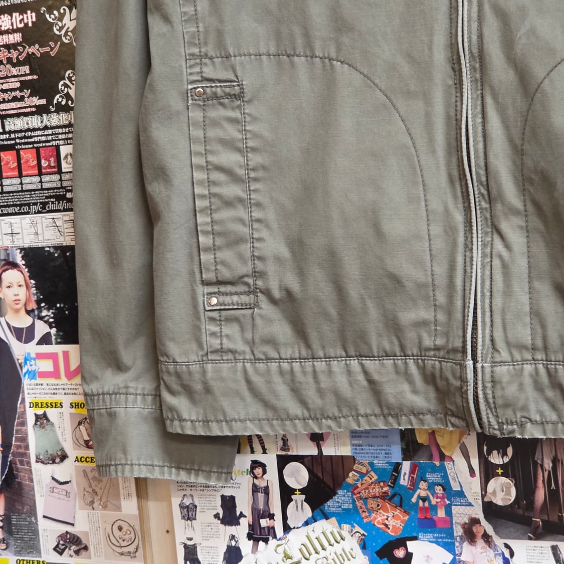 빈티지 포켓 포인트 카키 코튼 워크 자켓 상품이미지4