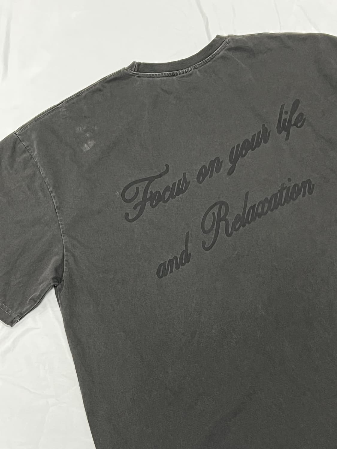 (XL) NINEZ 워시드 반팔 티 차콜 상품이미지6