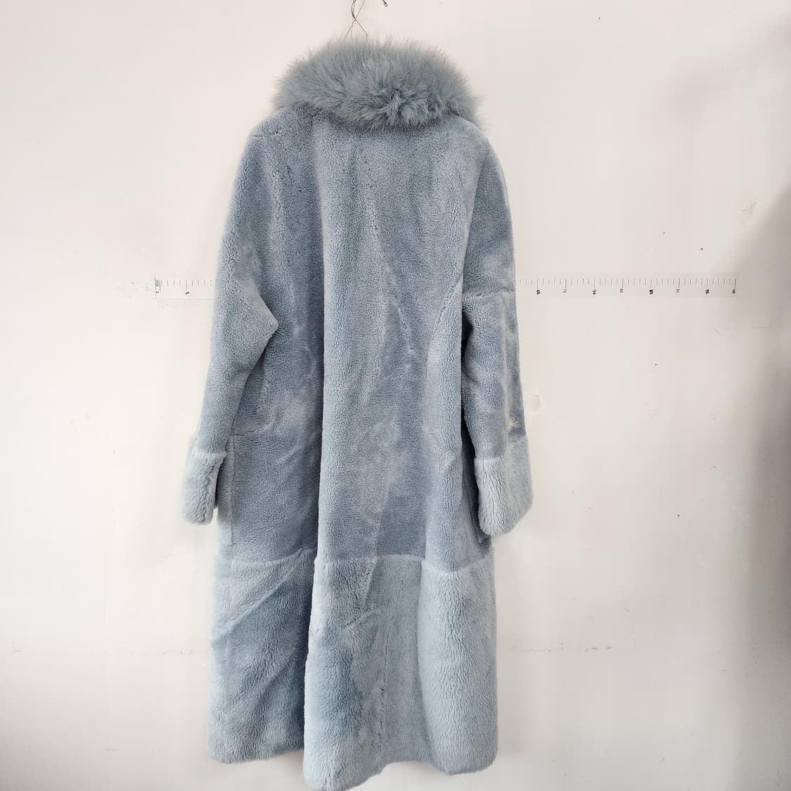 칼 라거펠트 퍼 칼라 롱 코트 블루 상품이미지4