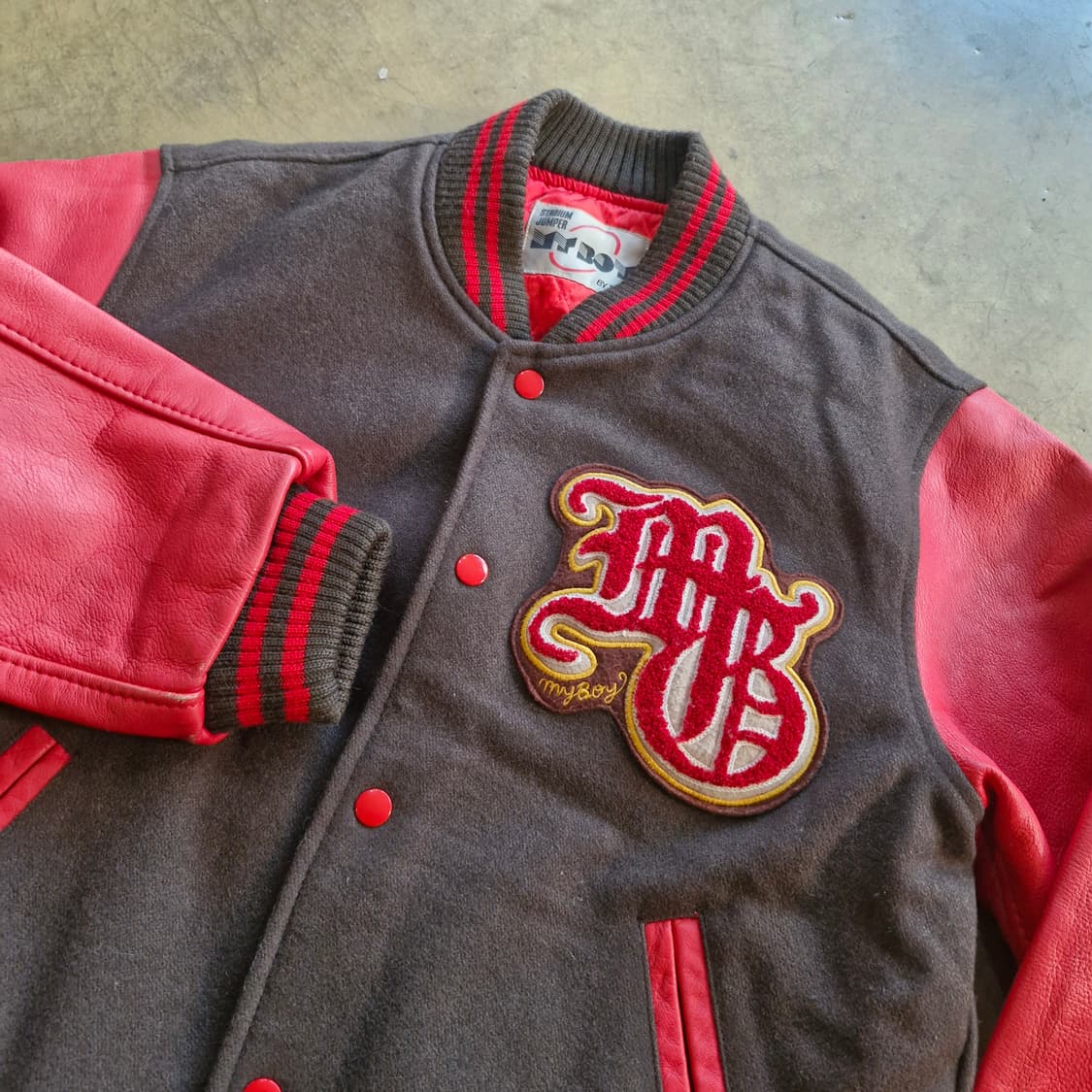 90's 빈티지 MY BOY 소가죽 스타디움 점퍼 M 상품이미지2