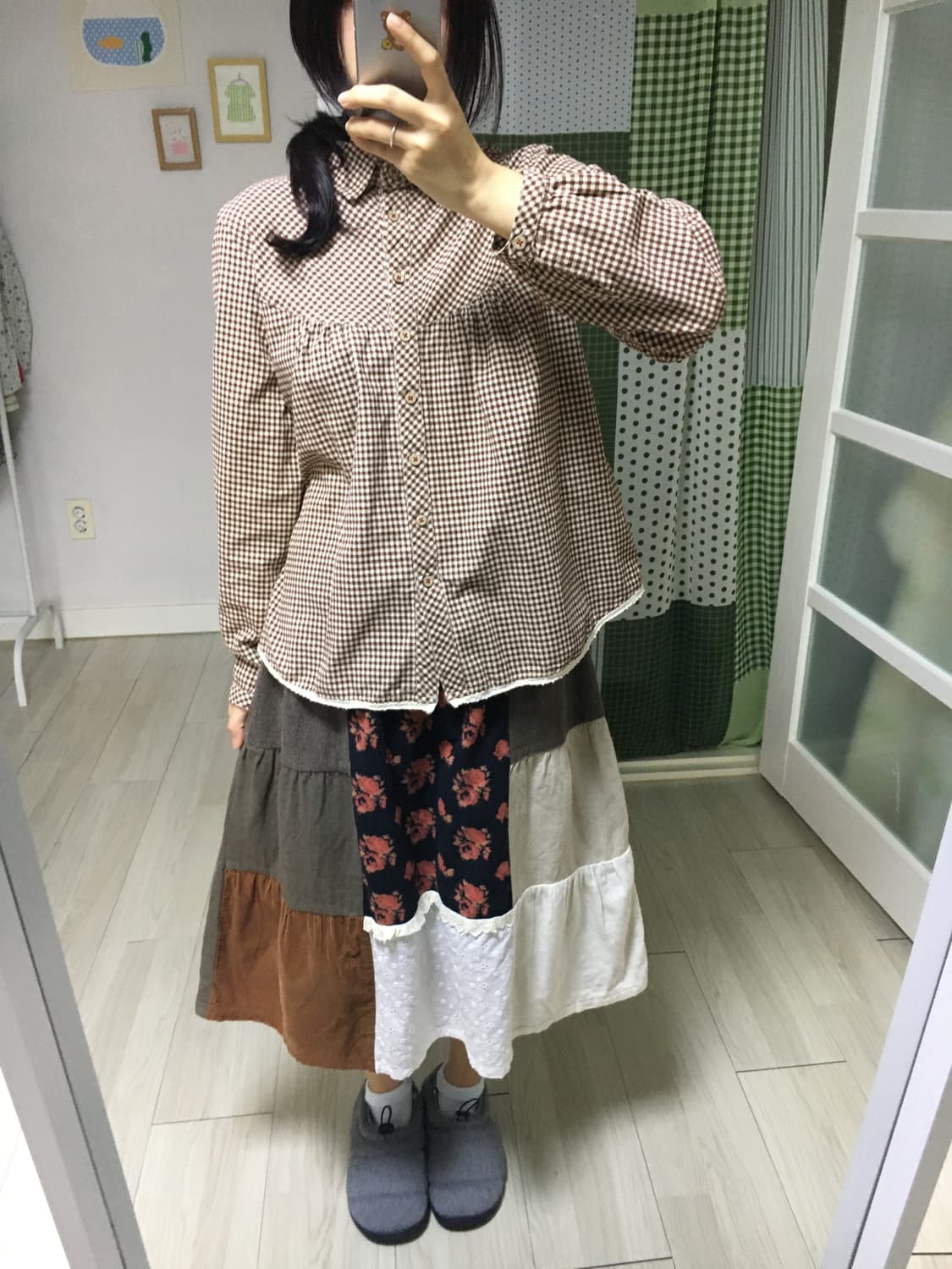 브라운 체크 코튼 셔츠 상품이미지10