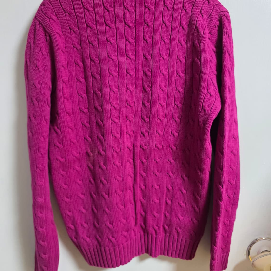 폴로 랄프로렌스포츠 꽈배기 브이넥 니트 마젠타(55사이즈) 상품이미지3