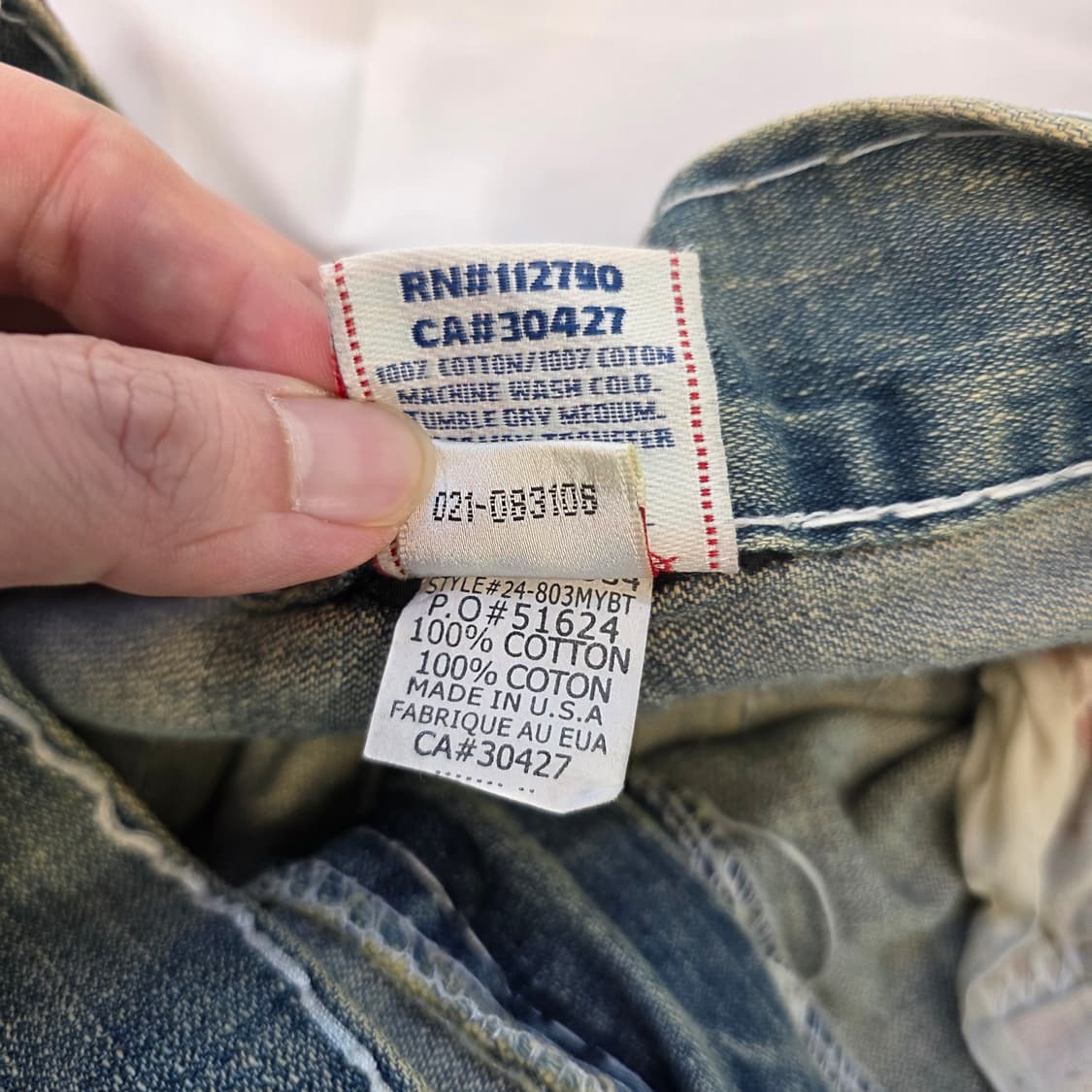 [34]트루릴리전 USA 화이트 스티치 부츠컷 데님 팬츠 상품이미지5