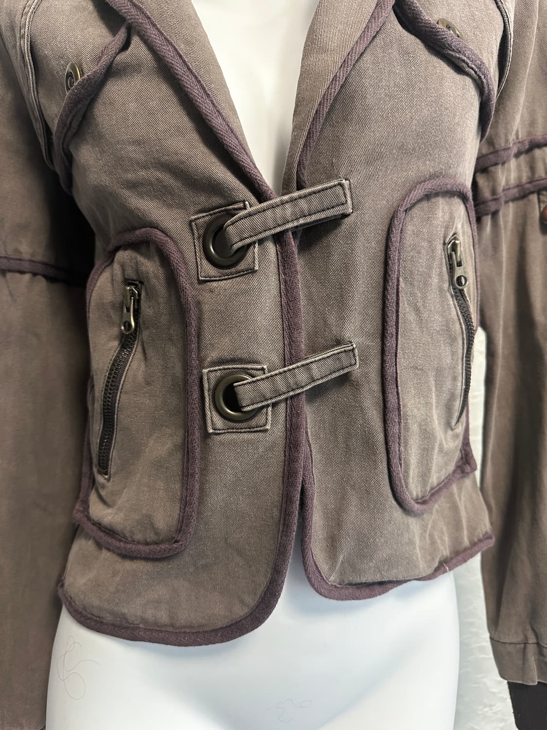 빈티지 핀터깔 y2k 골지 코튼 후드 자켓 상품이미지2