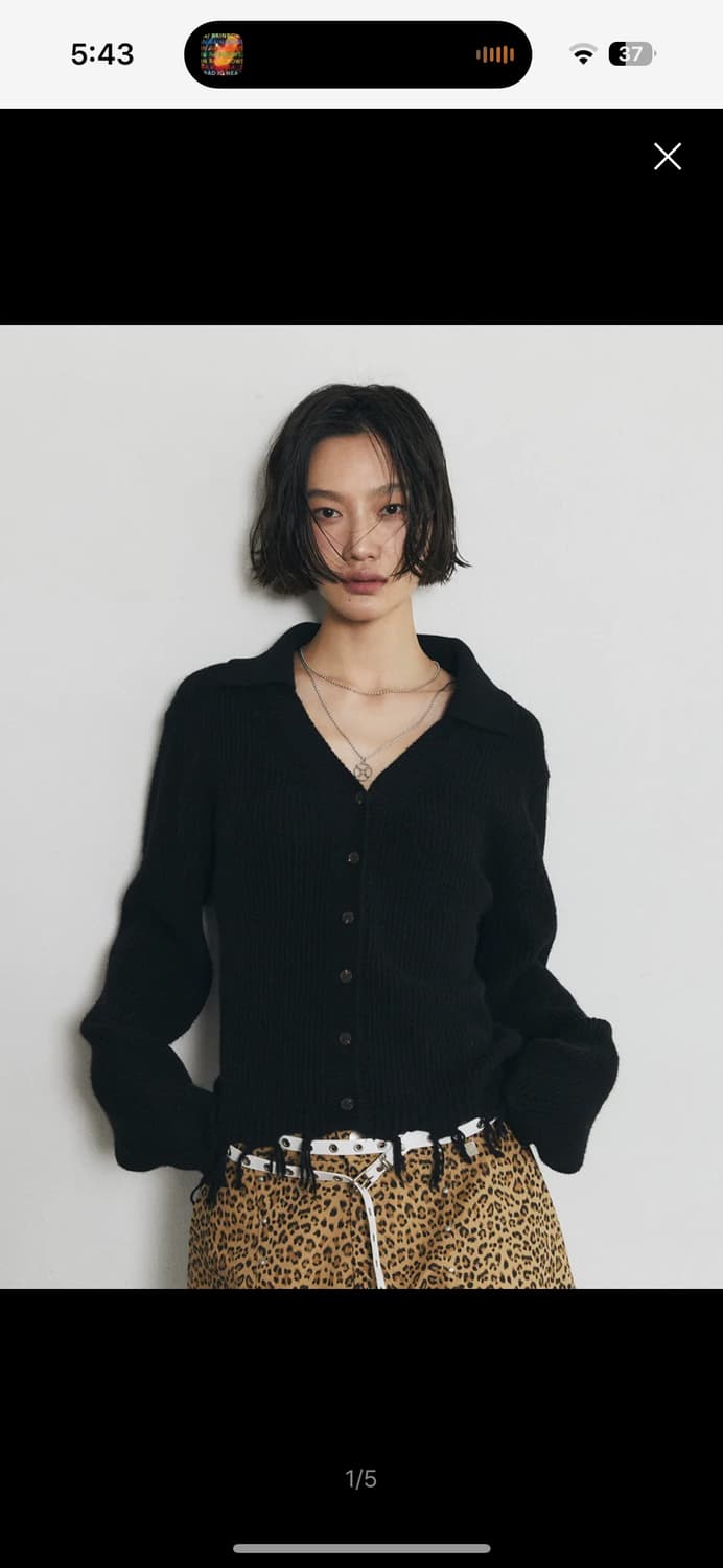 새상품 하프데빌어스 니트 브이넥 카라 가디건_블랙 상품이미지1