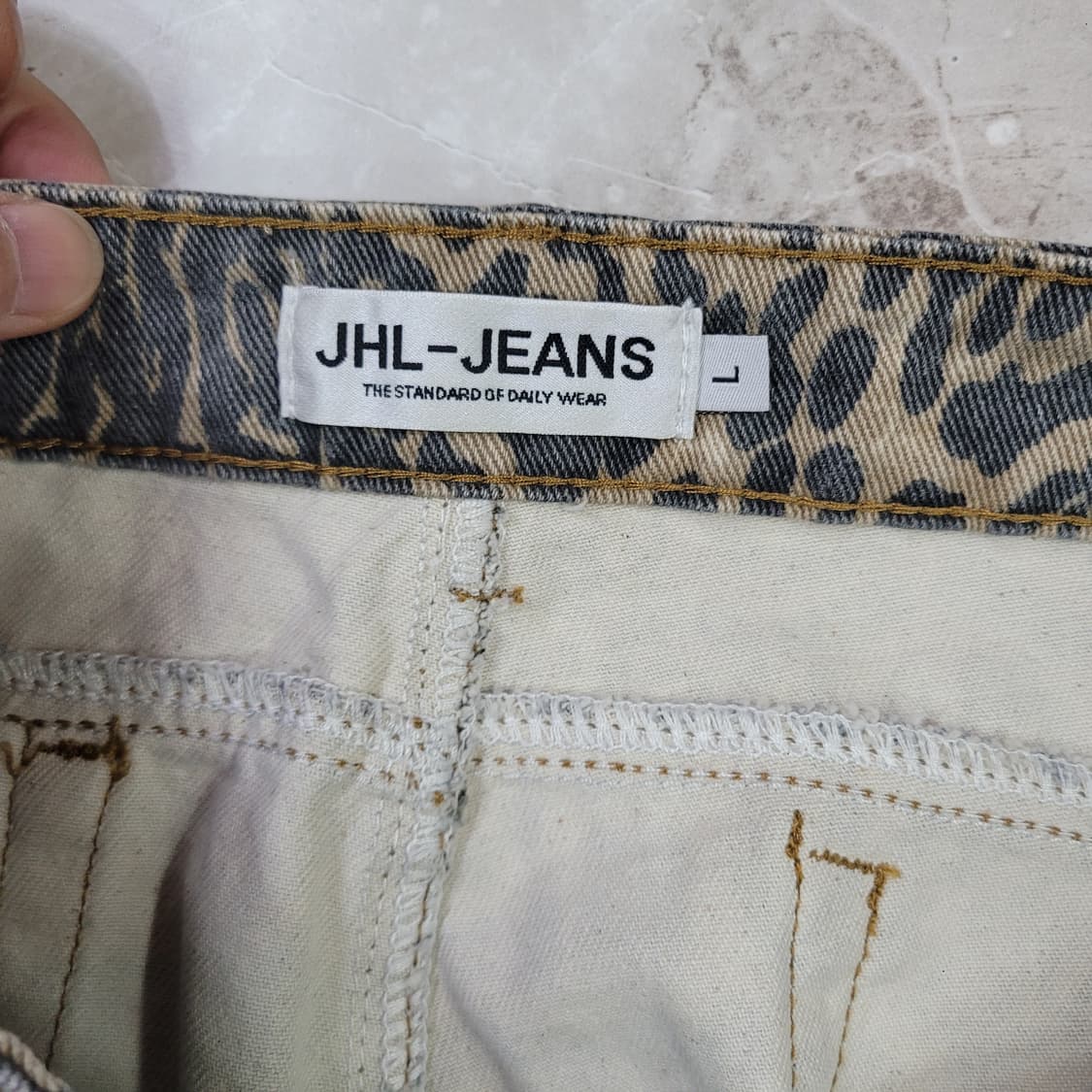 JHL Jeans 레오파드 패턴 와이드 데님 팬츠 상품이미지4