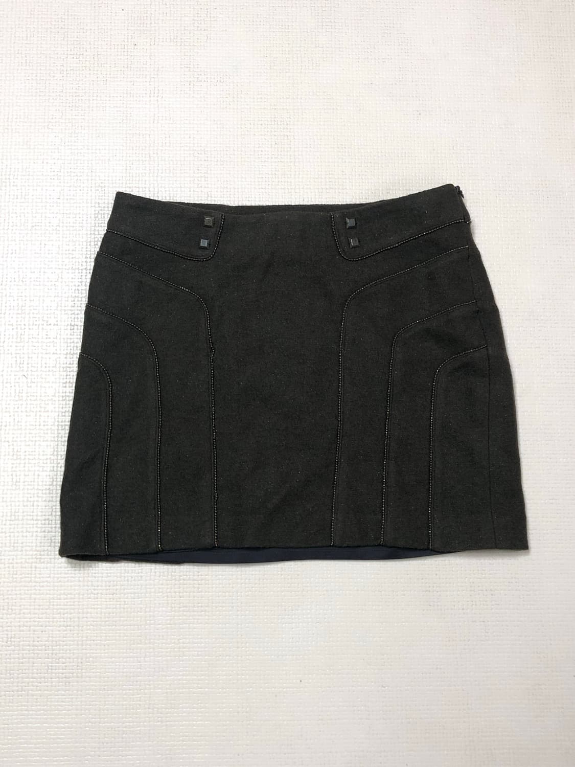 빈티지 다크 올리브 울 미니 스커트 상품이미지9