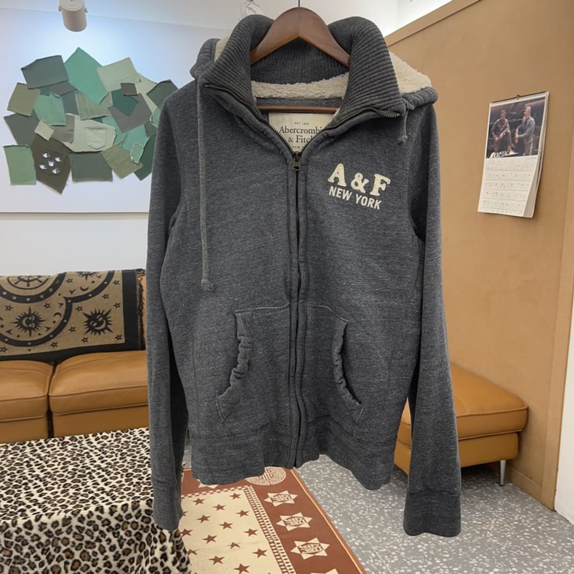 아베크롬비 울프죠 Y2K 캐주얼 양털 후드집업 L C08758 상품이미지3