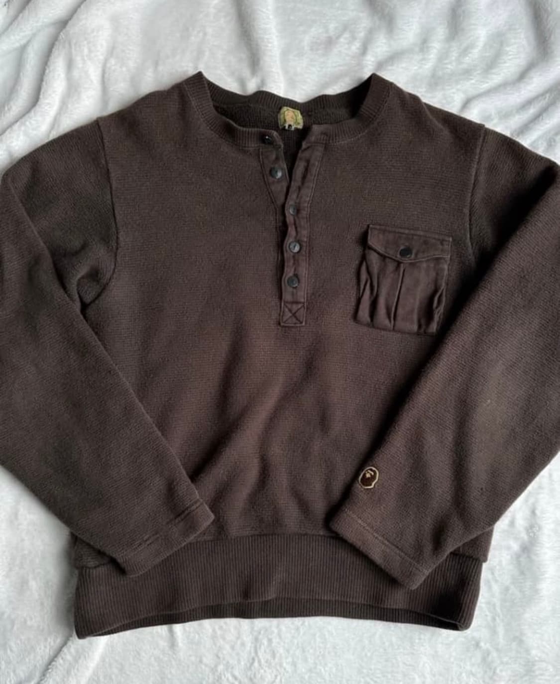 (유일매물 개희귀 )정품 베이프 og 브라운 헨리넥 니트 상품이미지1