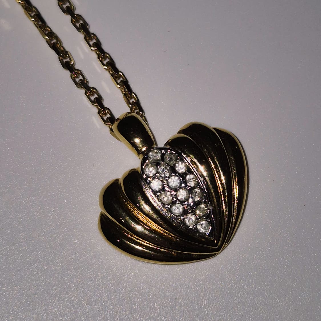 90s 꾸레쥬 하트 쉘 라인 큐빅 목걸이 상품이미지10