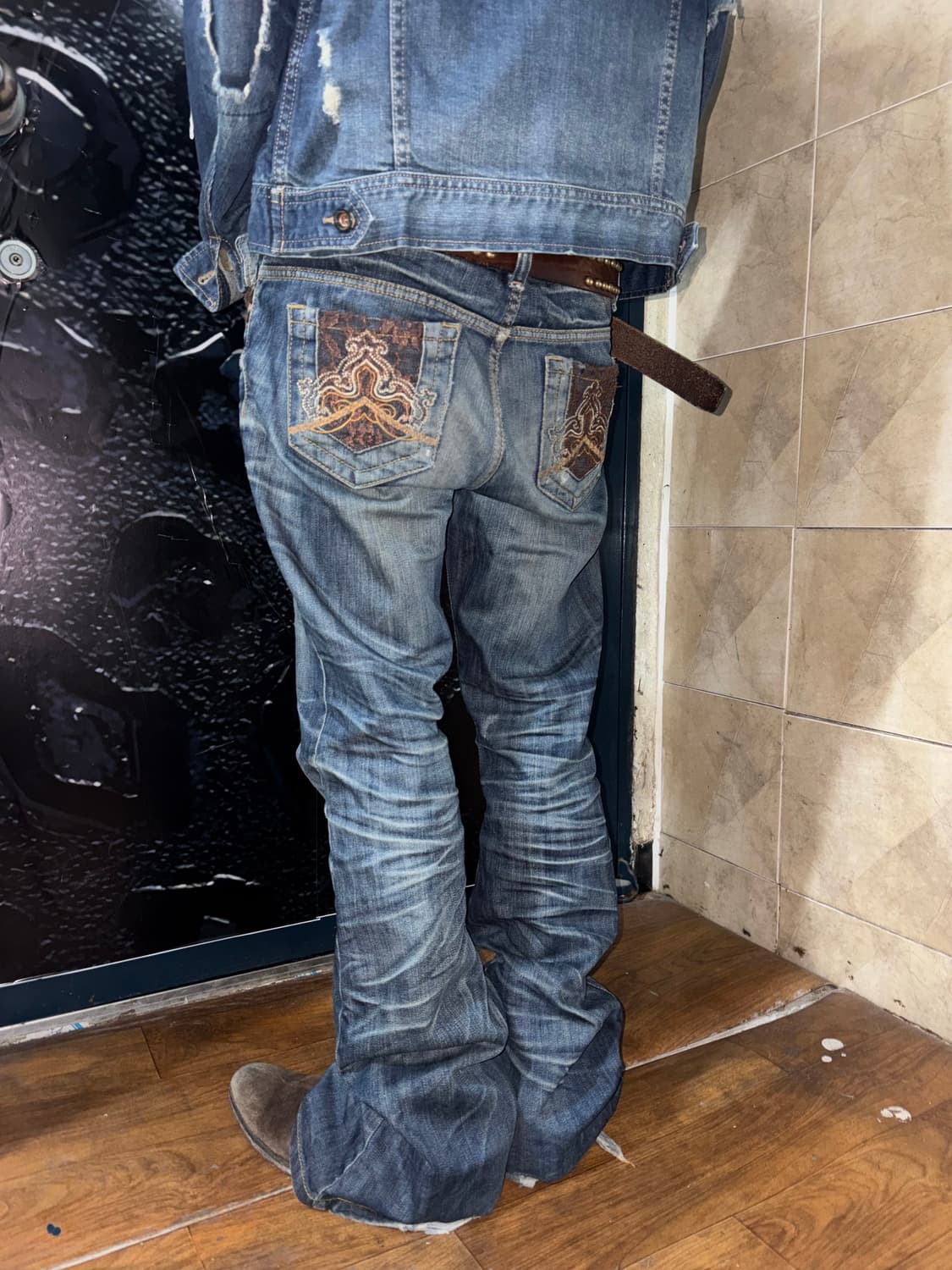 Deep blue Denim Bootcut Pants  상품이미지1