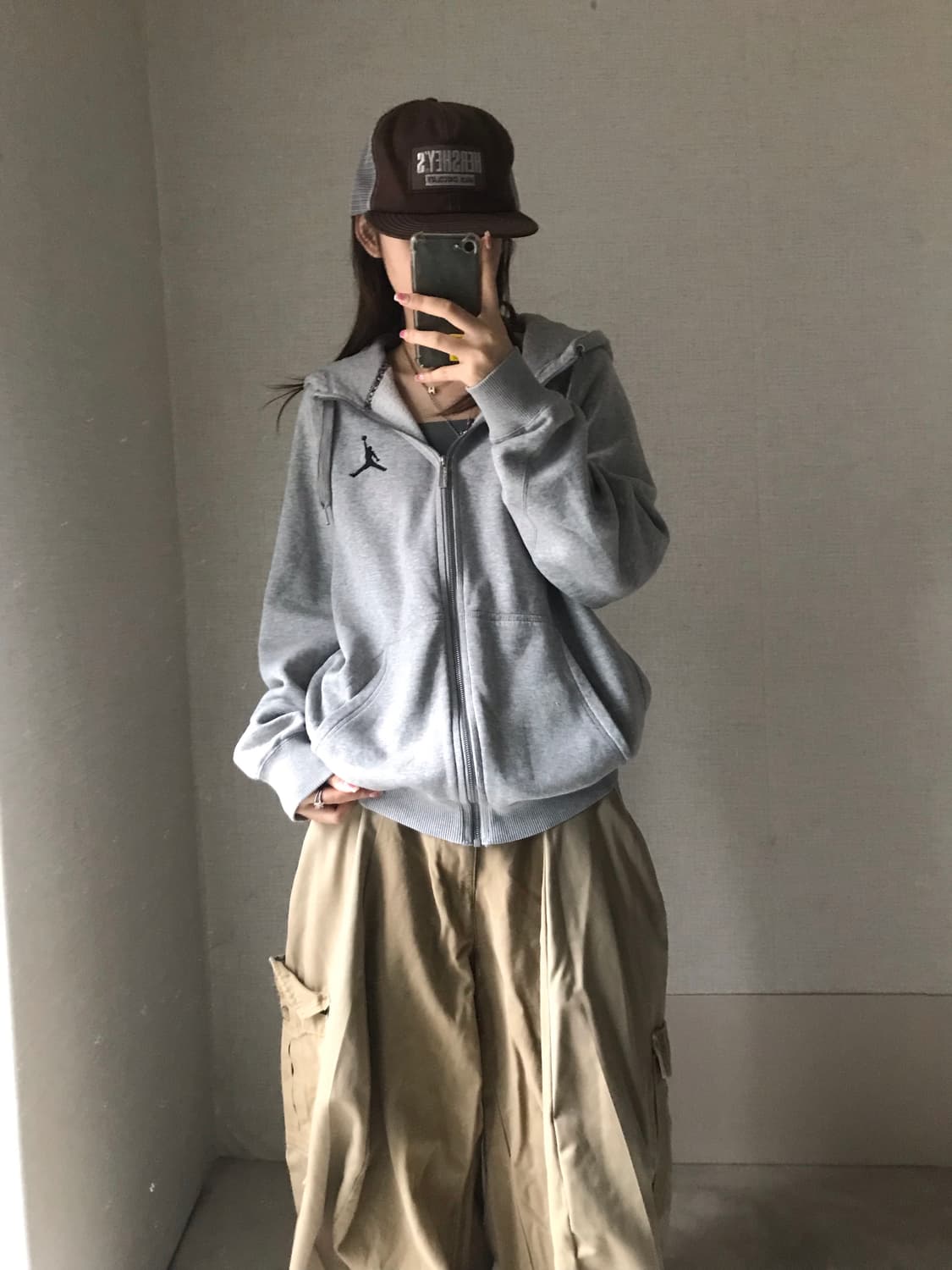 조던 그레이 오버핏 후드집업 상품이미지3