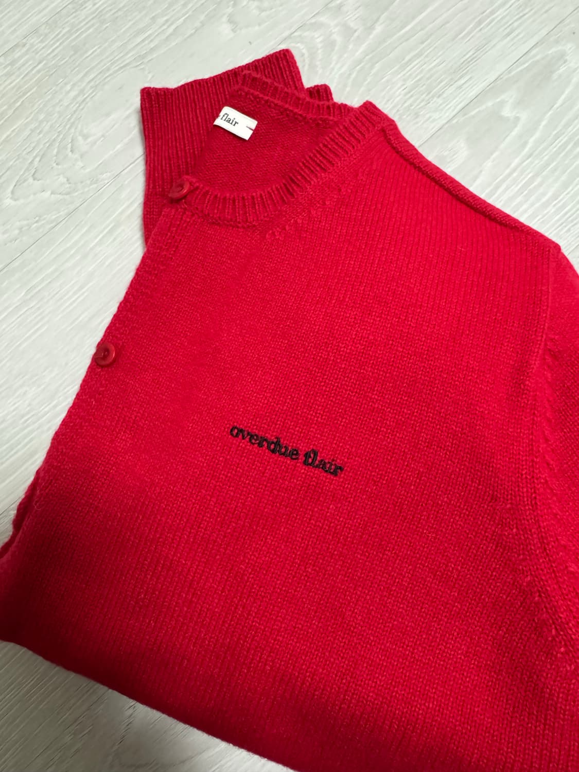 오버듀플레어 울 가디건 레드 프리사이즈 상품이미지3