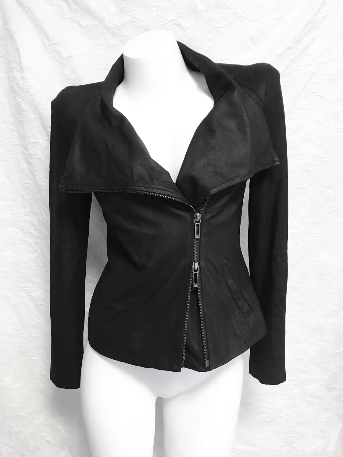 빈티지 투웨이 사선 지퍼 레더 자켓 상품이미지4