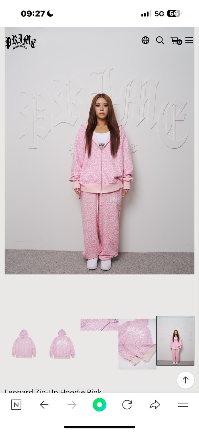 프라임멤버스 Leopard Zip-Up Hoodie Pink 상품이미지1