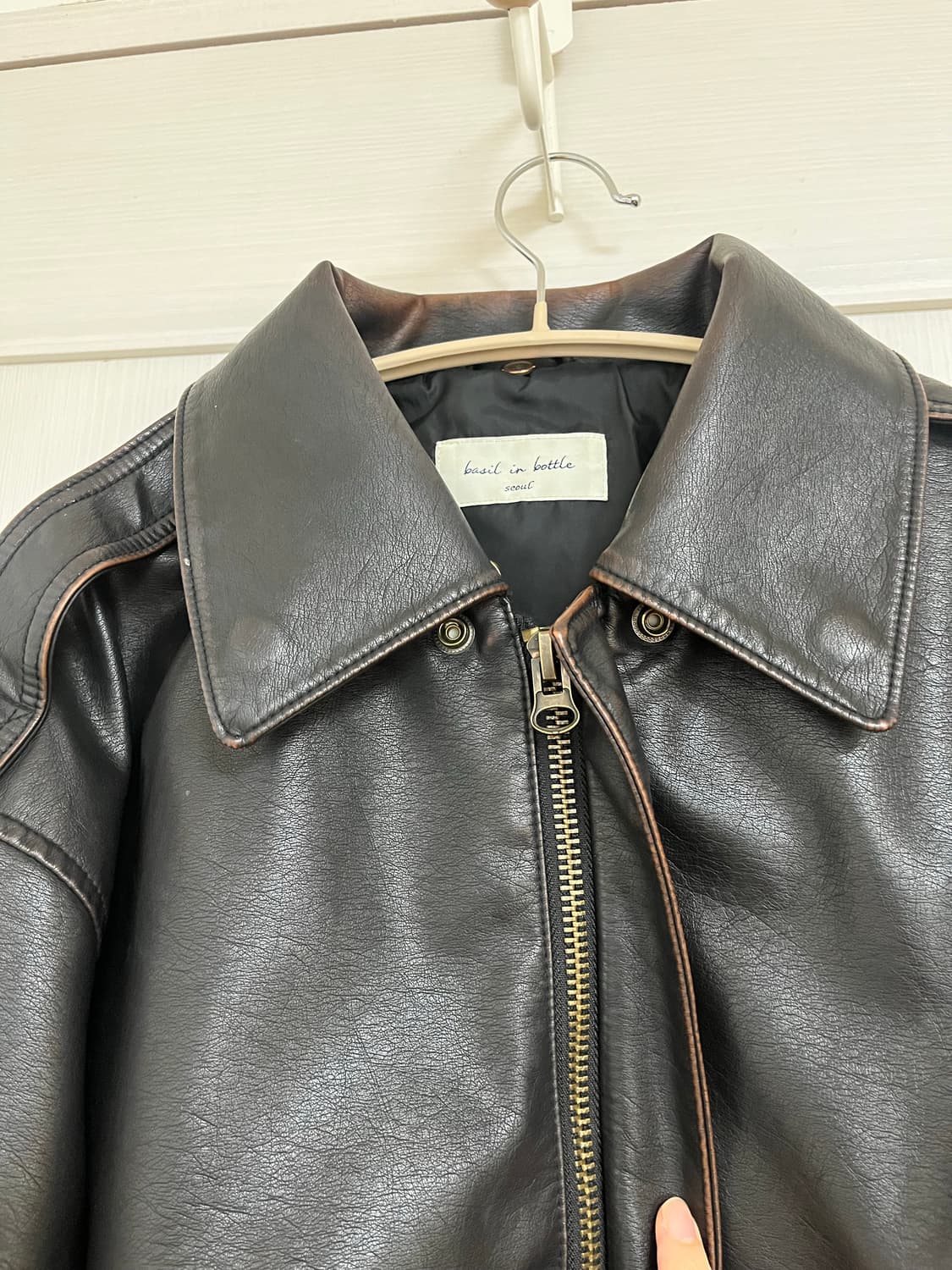 바질인보틀 레더 블루종 자켓(카라 탈부착) 상품이미지4