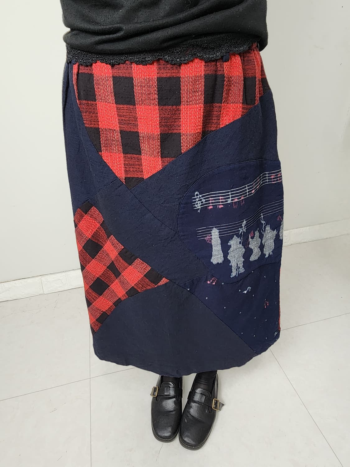 패치워크 체크 스커트 상품이미지2