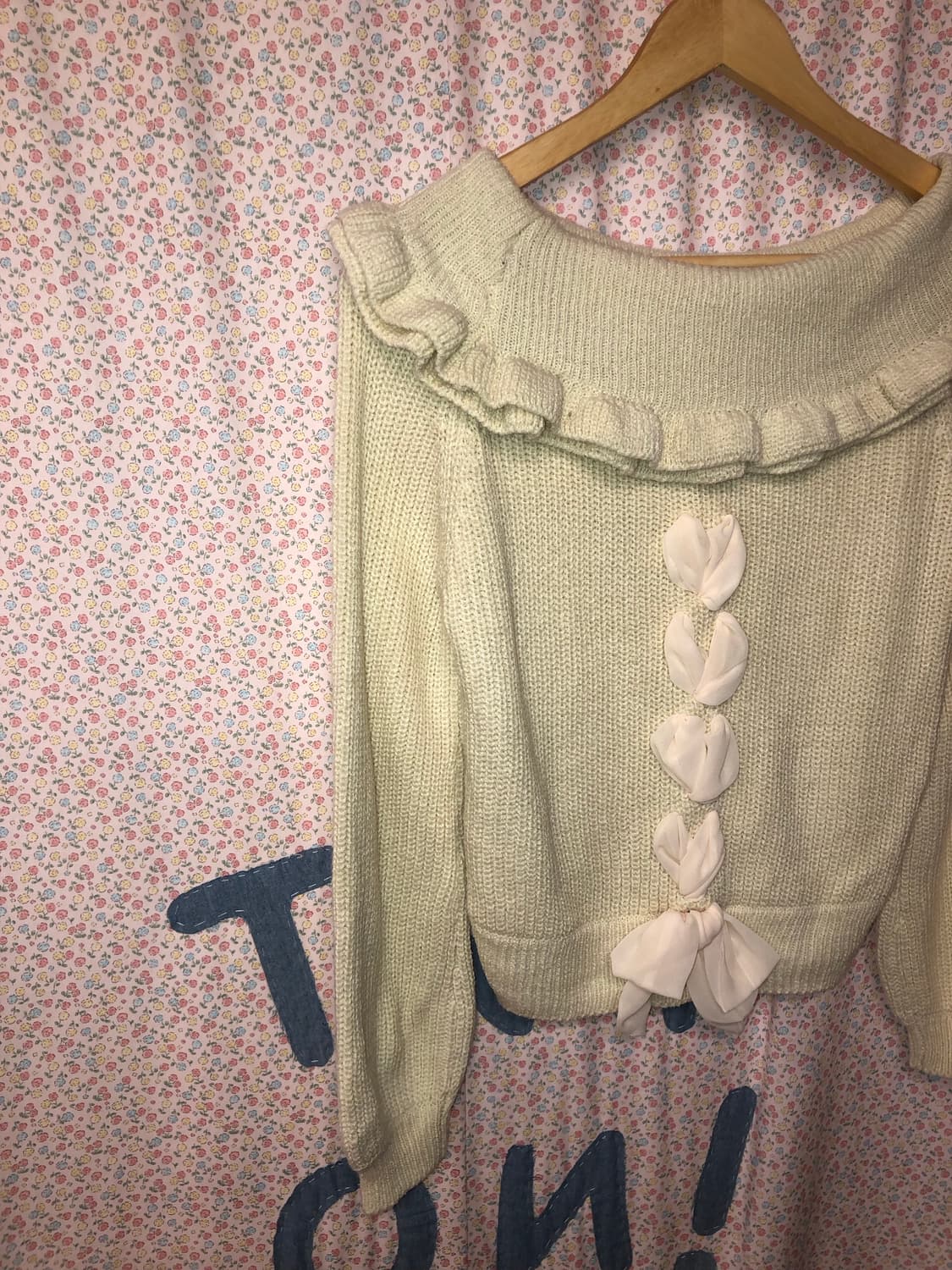 ribbon flare off shoulder knit 상품이미지3