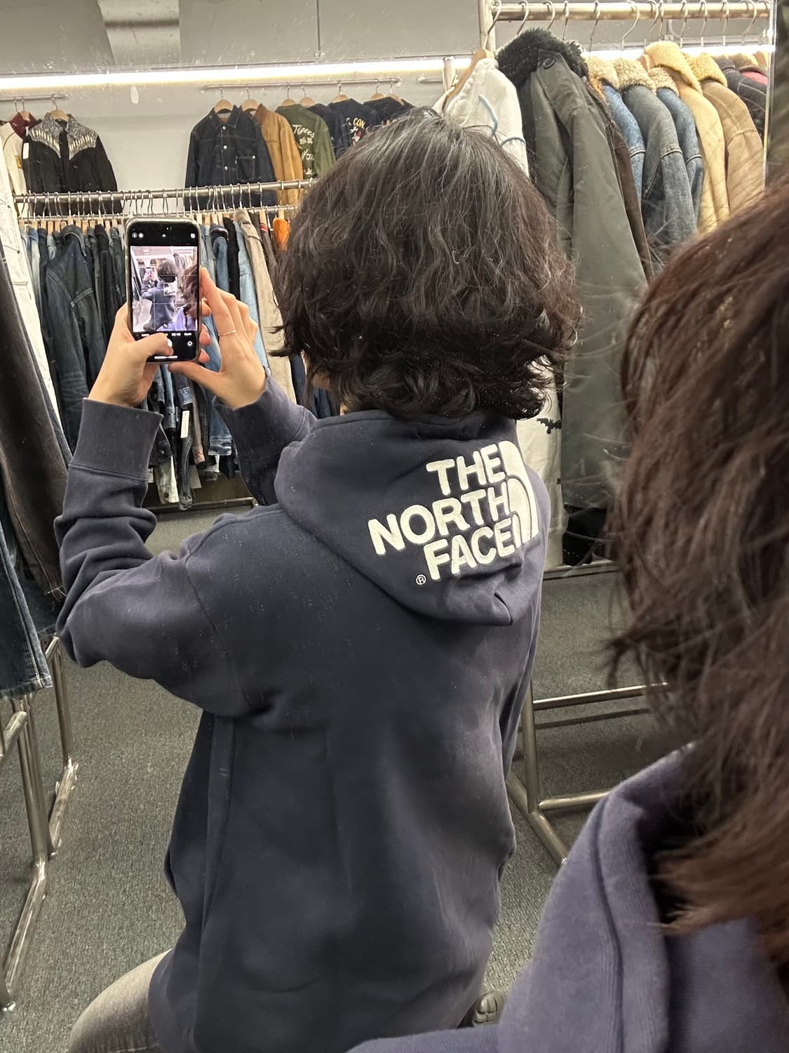 L)노스페이스 빈티지 후드 자수 포인트 네이비 후드집업 상품이미지3