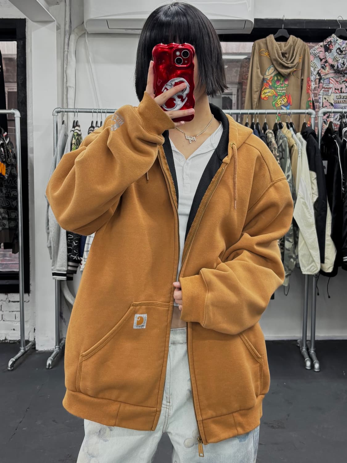 칼하트 써멀 브라운 후드집업 상품이미지2