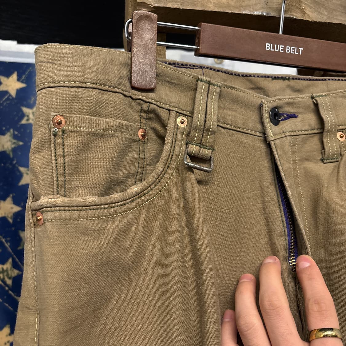 00s 리바이스 재팬라인 퍼플스티치 카고 데님팬츠 메탈버튼 N758 상품이미지5