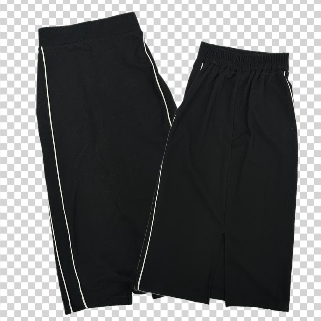 🏁스포티 뒷 트임 롱 스커트 🏁 슬림 블랙 일본 빈티지 트레이닝 상품이미지1