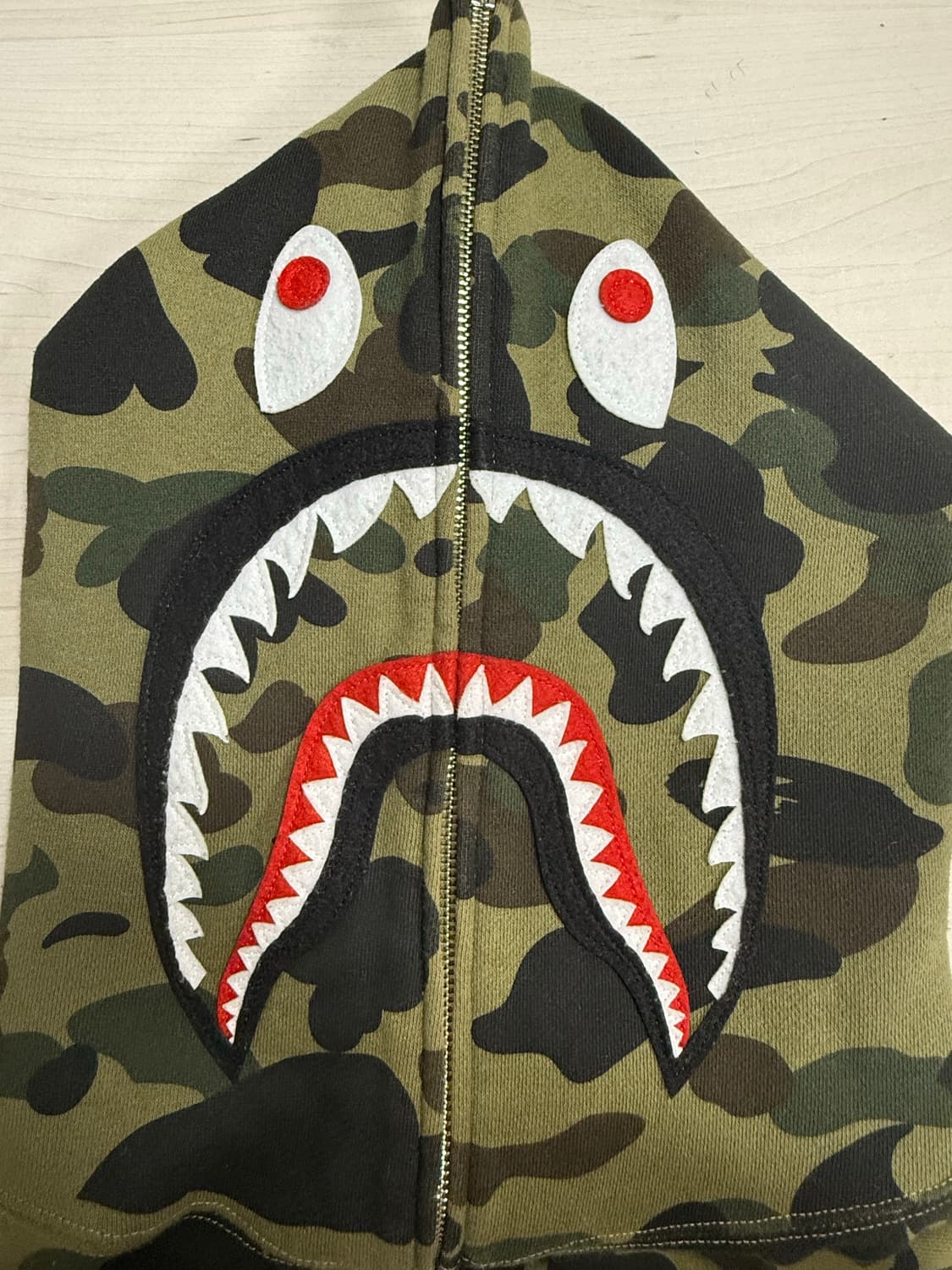 베이프 PONR 퍼스트 카모 샤크 후드집업 녹계 상품이미지2