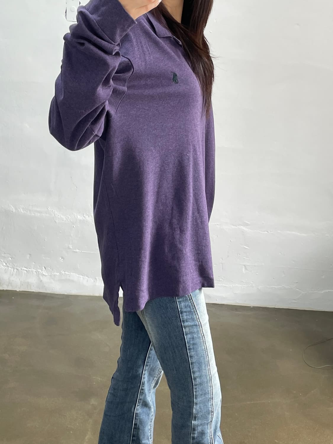 폴로 랄프로렌 퍼플 XXL 긴팔 카라티 상품이미지3