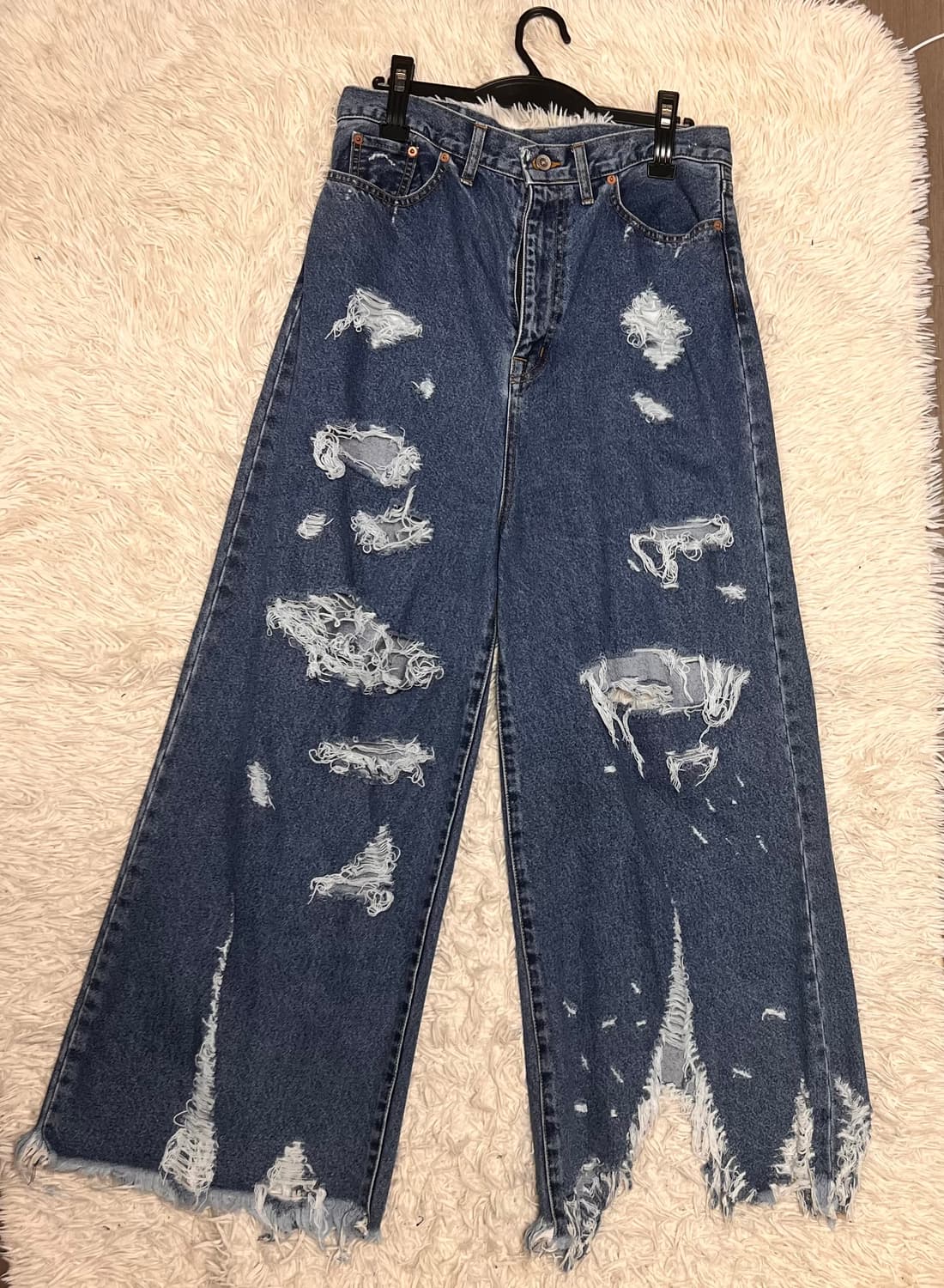 (급처)23ss 더블렛 디스트로이드 와이드 레그진 M 상품이미지3