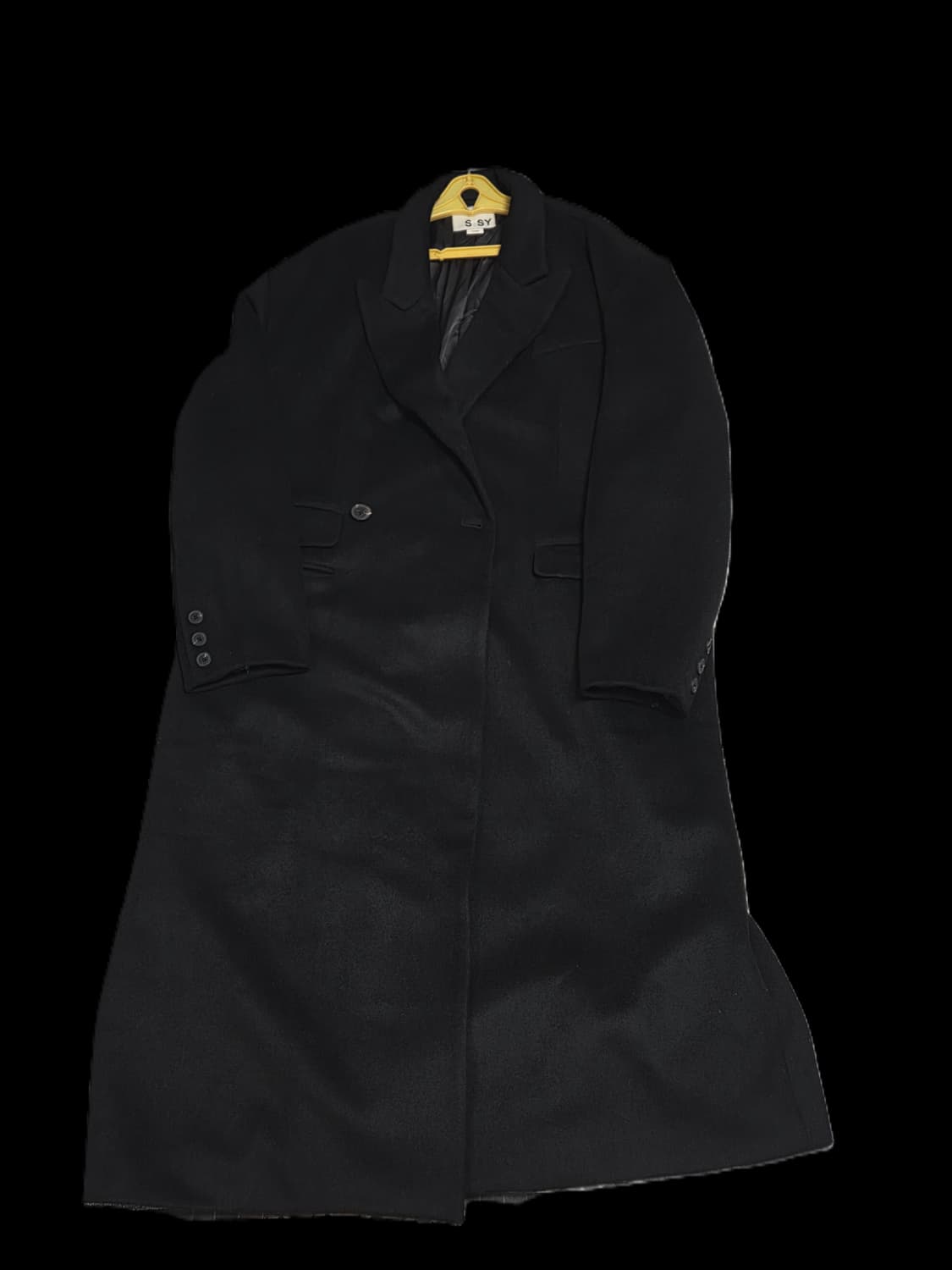 SSY 에스에스와이 울 블렌디드 맥시멀 더블 코트 블랙 상품이미지2