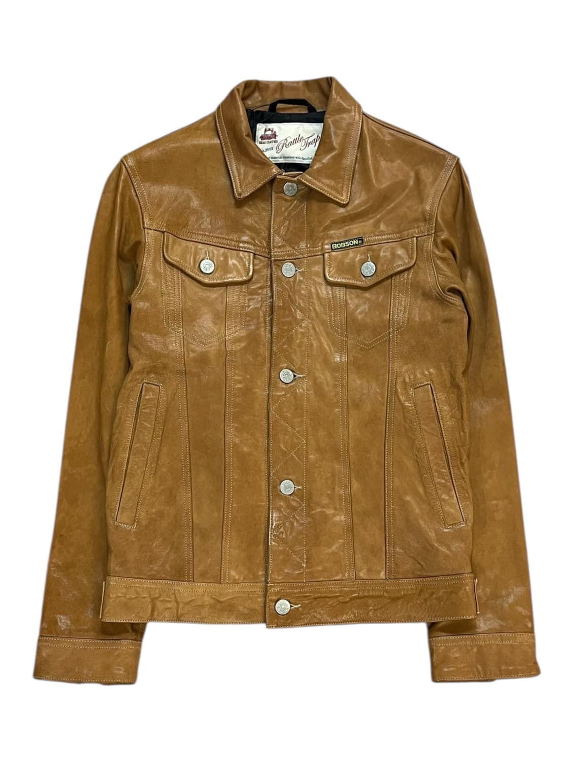 밥슨 카라 버튼 레더 자켓 카멜 S #csz1966 상품이미지3