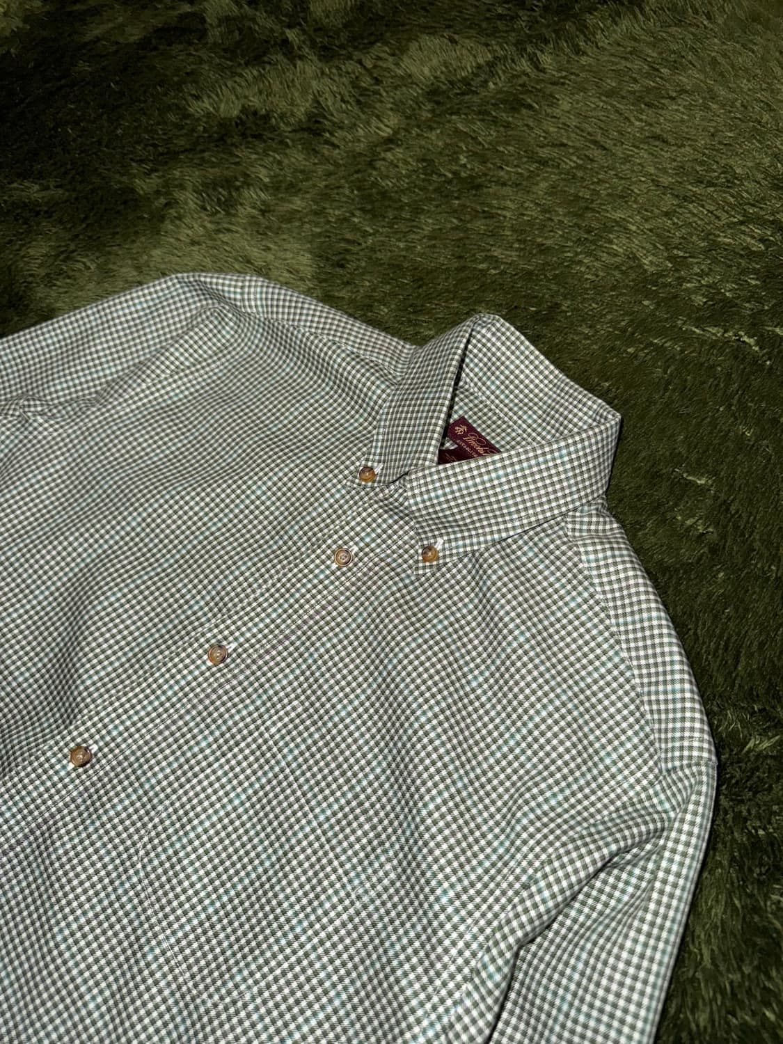 [M] 브룩스 브라더스 재팬 코튼 체크 셔츠 그린 상품이미지2