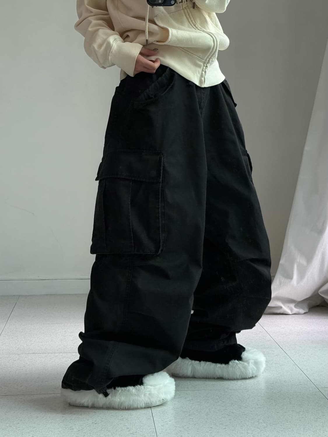 빅유니온 블랙 카고팬츠 상품이미지2