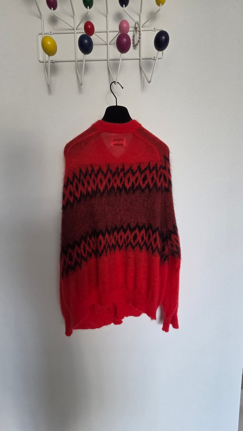 시착사진있음)"마리아노" 모헤어 패턴 가디건(L) 레드 팝니다 상품이미지2