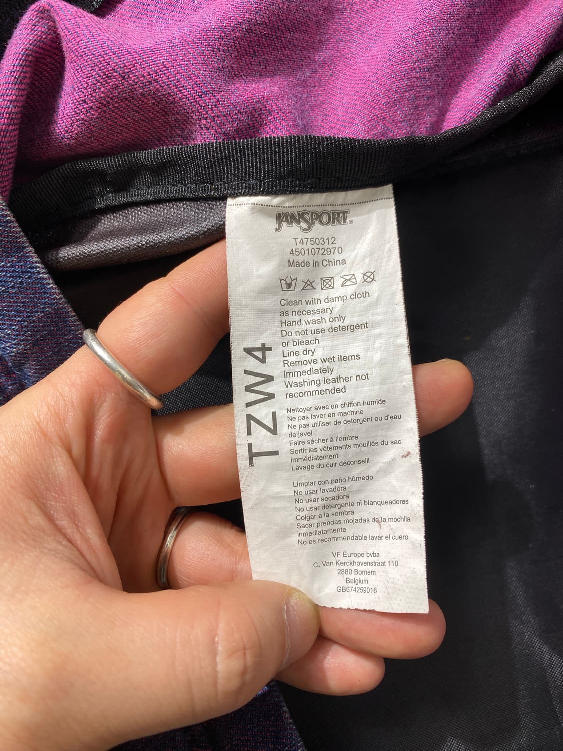 [37*54] Jansport 잔스포츠 퍼플 워시드 데님백팩 상품이미지7