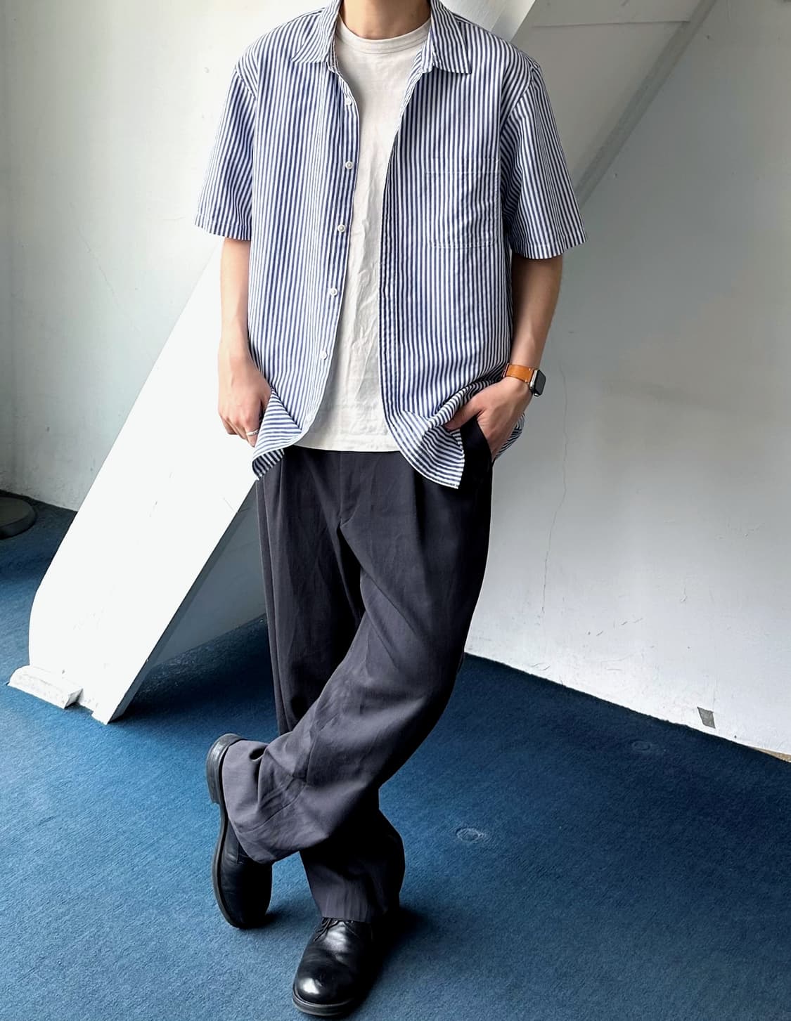 Linen touch natural stripe shirt 상품이미지10