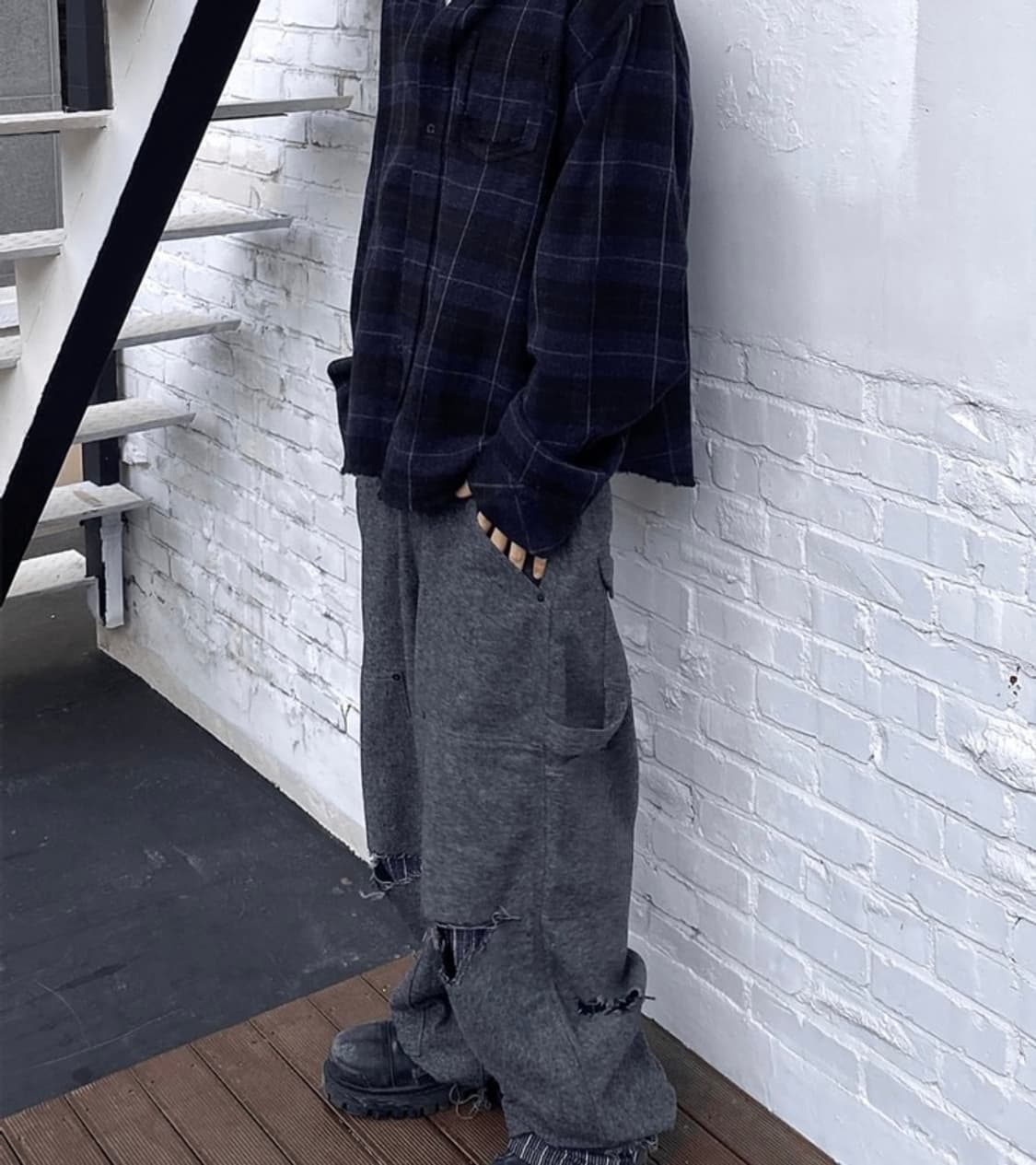 [1] 언더마이카 빌 더 부처 레이어드 빈티지 울 카펜터 팬츠 상품이미지2