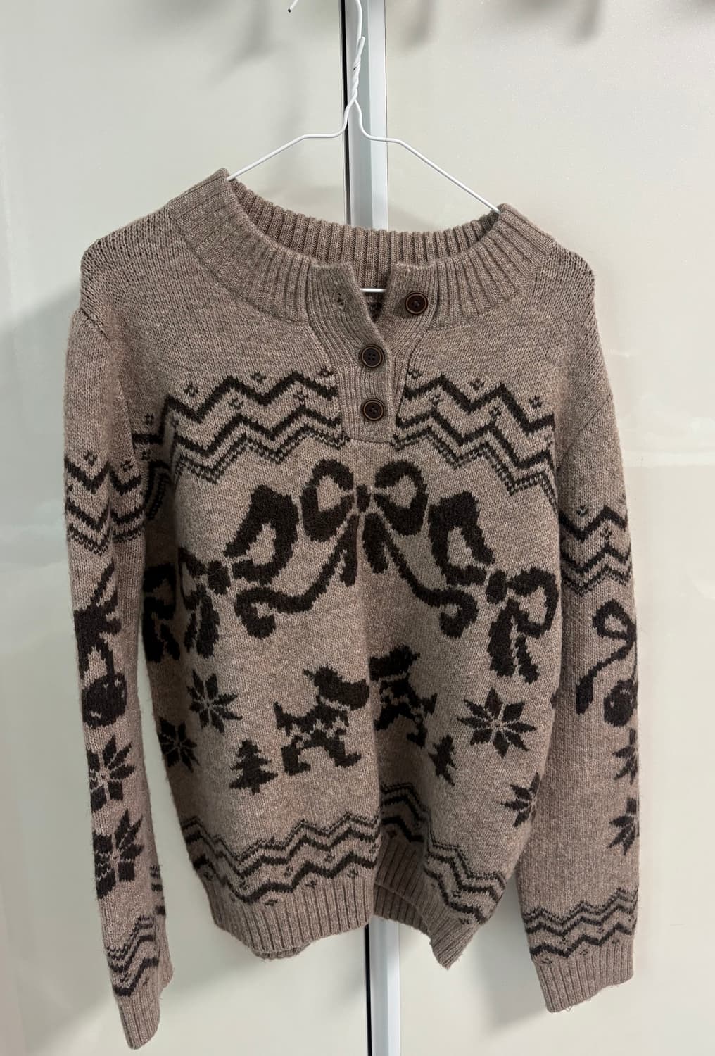 빈티지 미야우웜 헨리넥 니트 스웨터 베이지  상품이미지5