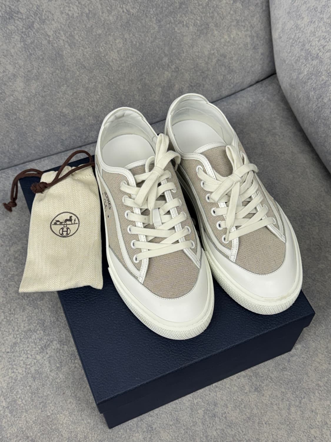 [40.5] 에르메스 겟 스니커즈 캔버스 프루누아/블랑 상품이미지2