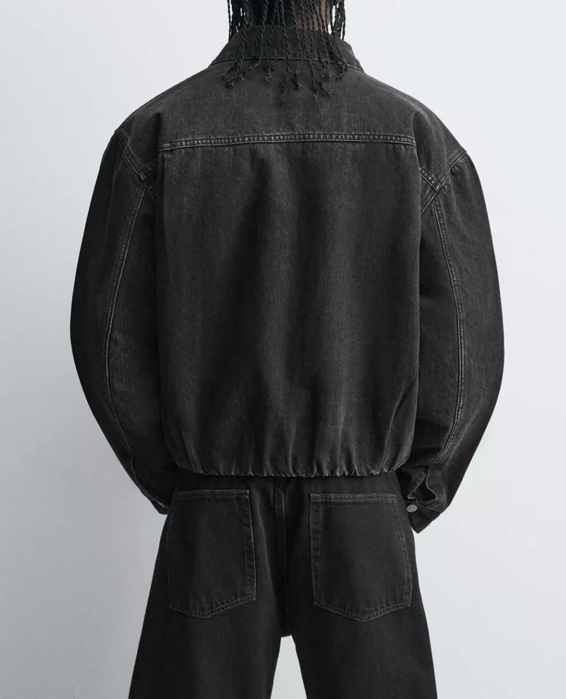 [XL]ZARA 자라 크롭핏 데님 자켓 블랙 상품이미지5