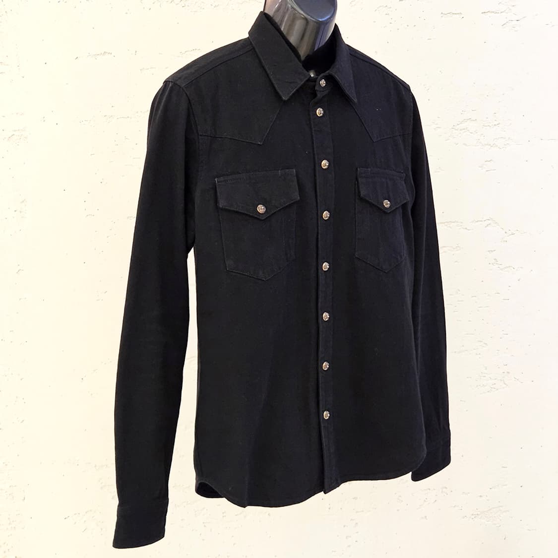 [M] 크롬하츠 레더패치 웨스턴 데님셔츠 자켓 블랙 B1213C176 상품이미지2