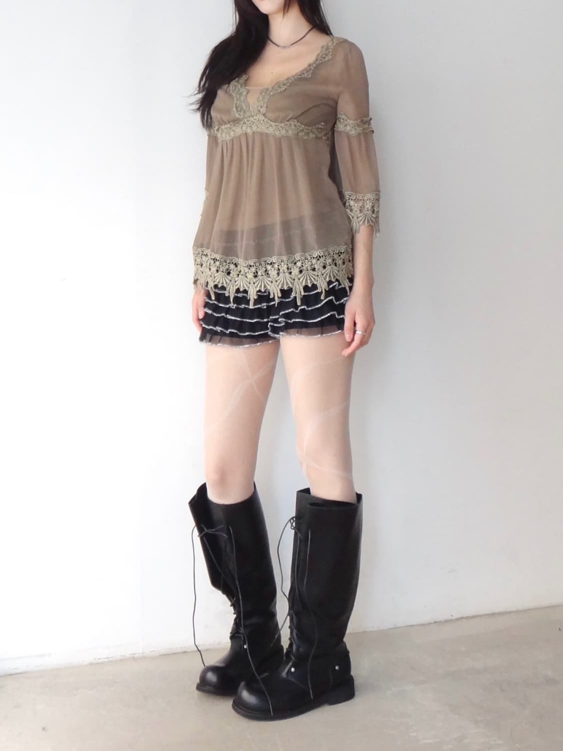 SCOTCH CLUB sheer moca blouse 상품이미지6