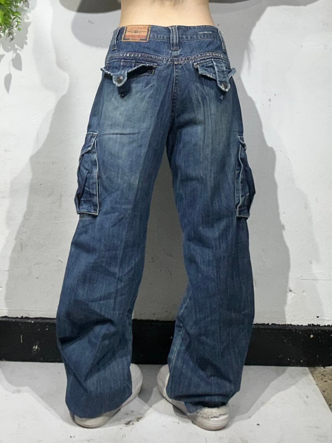 May Pole 빈티지 중청 대장급 데님 카고 팬츠 와이드 포켓 청바지  상품이미지3