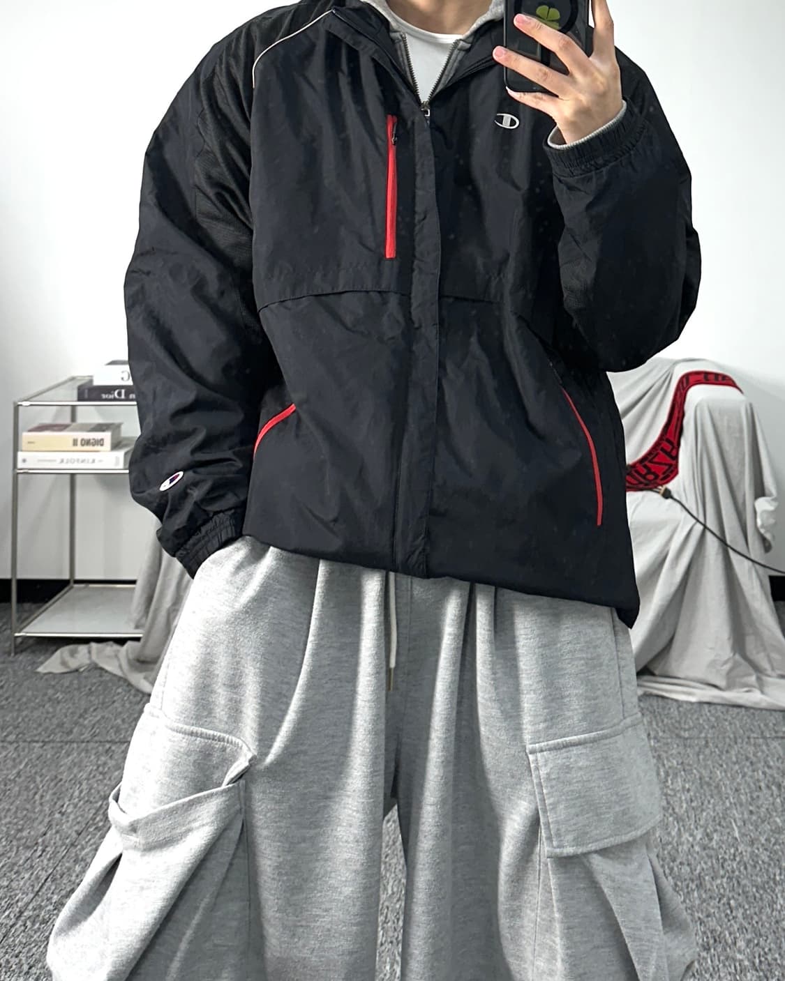 챔피온 블랙 바람막이 점퍼 XL 상품이미지3