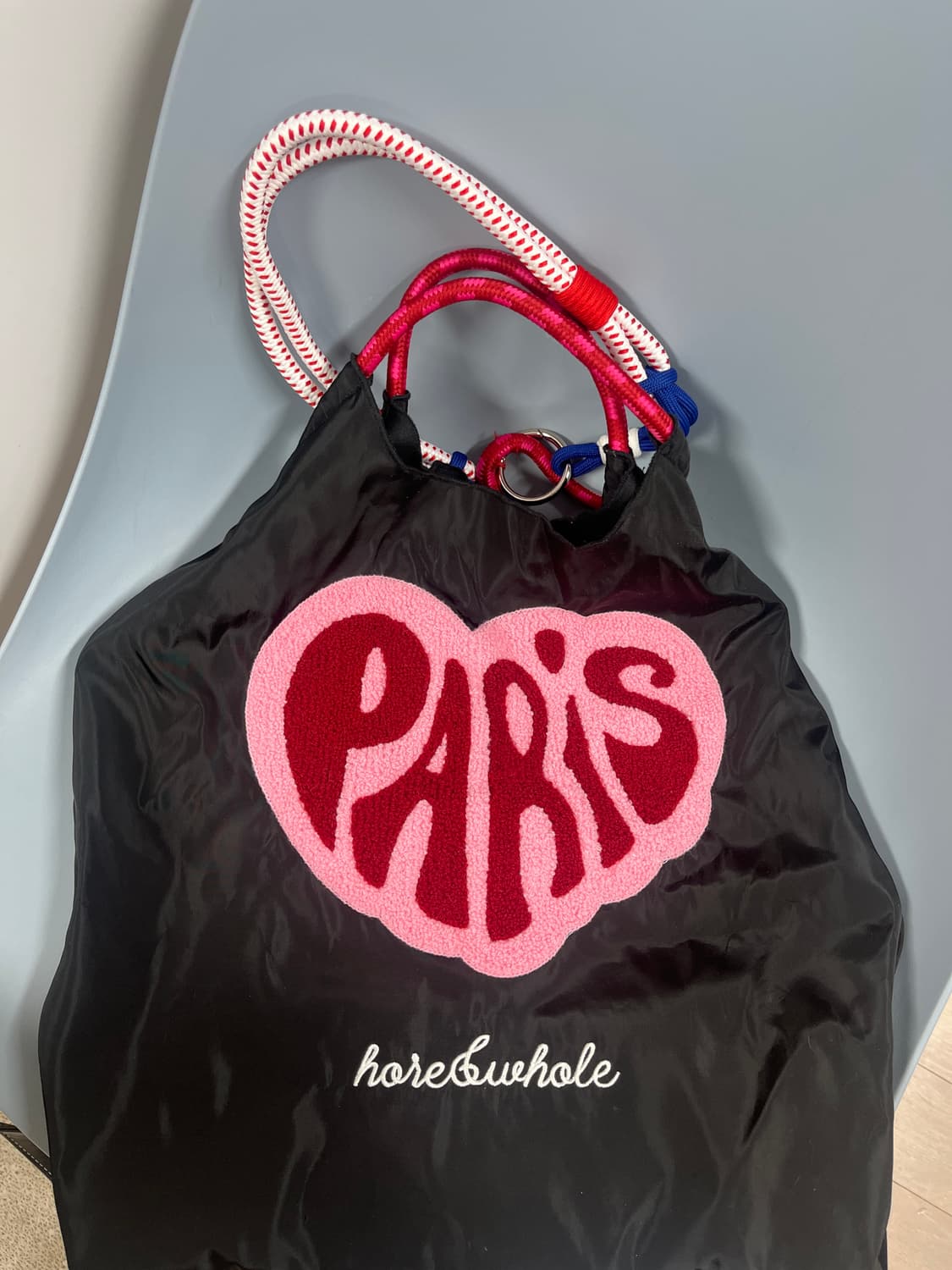 파리 자수 블랙 에코백 상품이미지1