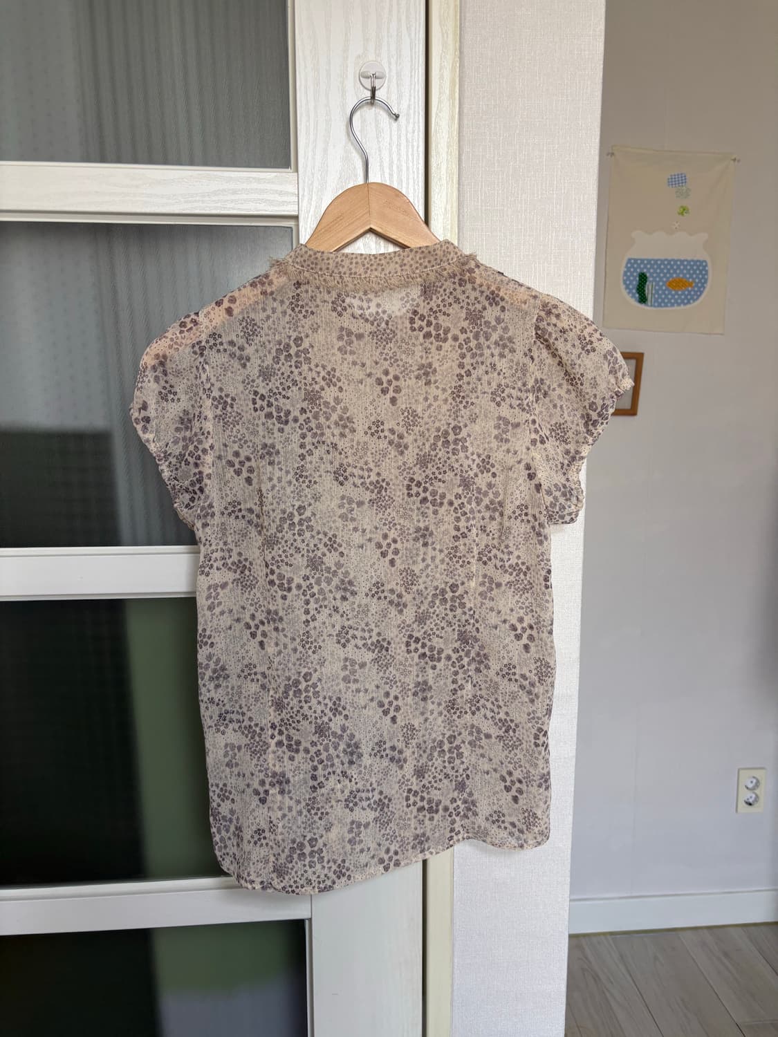 잔꽃 헨리넥 반소매 블라우스 상품이미지5