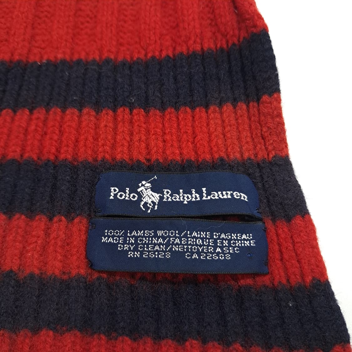 MX303 폴로 랄프로렌 레드 투톤 리브드 램스울 니트 목도리 머플러 상품이미지6